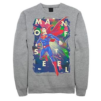 Men's DC Comics Superman Man Of Steel Bold Glitch Poster Sweatshirt
