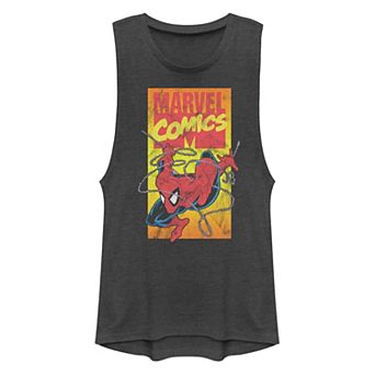 Juniors' Marvel Comics Spider-Man Action Shot Muscle Graphic Tank Top