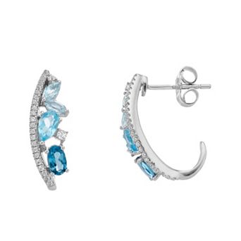 LeRose by Lexi and Rose Sterling Silver Blue Topaz & Lab-Created White Sapphire Earrings