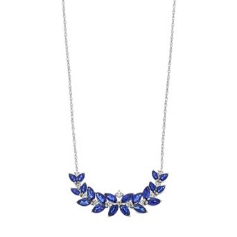 LeRose by Lexi and Rose Sterling Silver Lab-Created Ceylon Sapphire & White Sapphire Vine Necklace