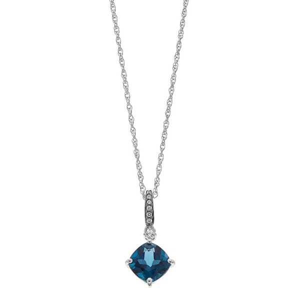 Sterling Silver London Blue Topaz & Lab-Created White Sapphire Pendant ...