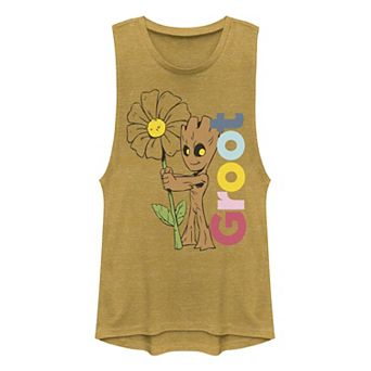 Juniors' Marvel Guardians of the Galaxy Groot Flower Portrait Muscle Graphic Tank Top