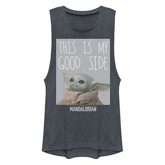 Juniors' Star Wars The Mandalorian The Child aka Baby Yoda "Good Side" Muscle Tank Top