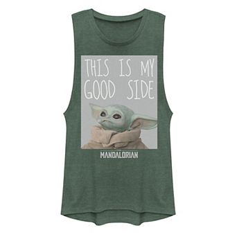 Juniors' Star Wars The Mandalorian The Child aka Baby Yoda "Good Side" Muscle Tank Top