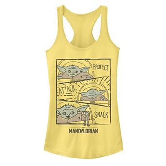 Juniors' Star Wars The Mandalorian The Child aka Baby Yoda "Protect Attack Snack" Tank Top