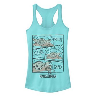 Juniors' Star Wars The Mandalorian The Child aka Baby Yoda "Protect Attack Snack" Tank Top