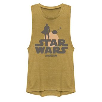Juniors' Star Wars The Mandalorian The Child Sunset Silhouette Muscle Tank Top