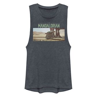 Juniors' Star Wars The Mandalorian The Child aka Baby Yoda Panel Muscle Tank Top