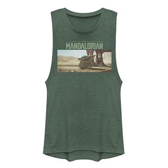 Juniors' Star Wars The Mandalorian The Child aka Baby Yoda Panel Muscle Tank Top