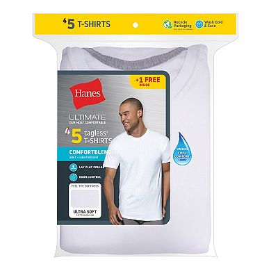 Hanes Ultimate 4+1 Bonus Pack Men's ComfortSoft Cotton Blend Crewneck Undershirt