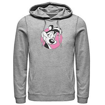 Men's Looney Tunes Pepe Le Pew Pink Circle Portrait Hoodie