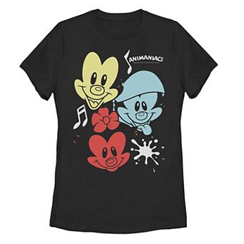 Juniors' Animaniacs Yakko, Wakko & Dot Colorful Portraits Tee