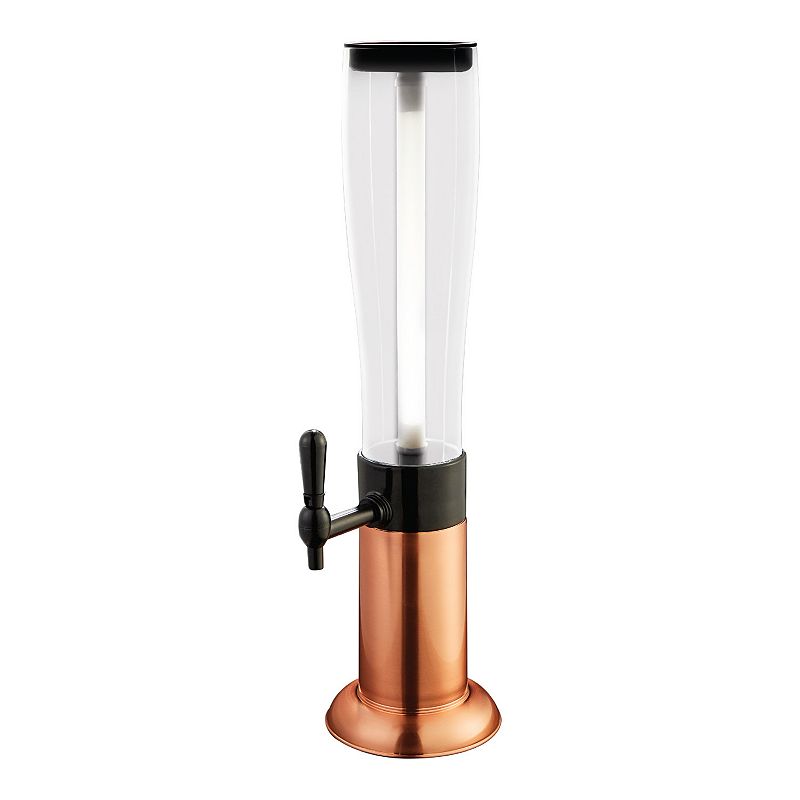 Hammer + Axe Beer Tower Drink Dispenser with Pro-Pour Tap and Freeze Tube to Keep Beverages Ice Cold  Perfect for Parties and Gameday  Home Bar Accessories  2.75 Qt./2.6 L  Copper Finish