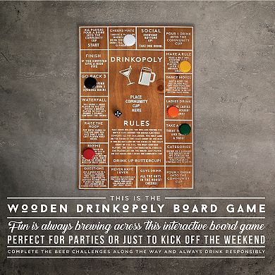 Hammer & Axe Wooden Drinkopoly Board Game