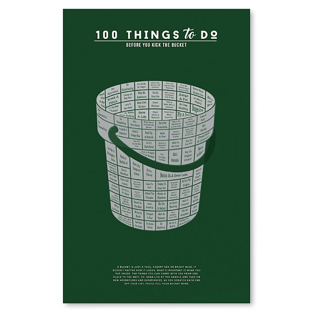 100 Things To Do Bucket List Scratch Off Poster Green