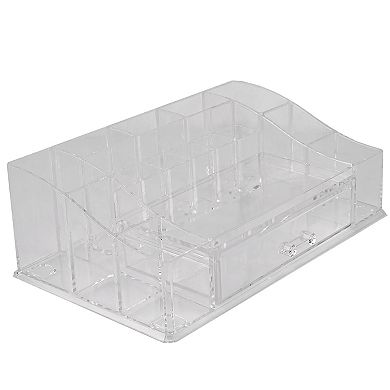 Home Basics Deluxe Large Shatter-Resistant Plastic Mult-Compartment Cosmetic Organizer with Easy Open Drawer