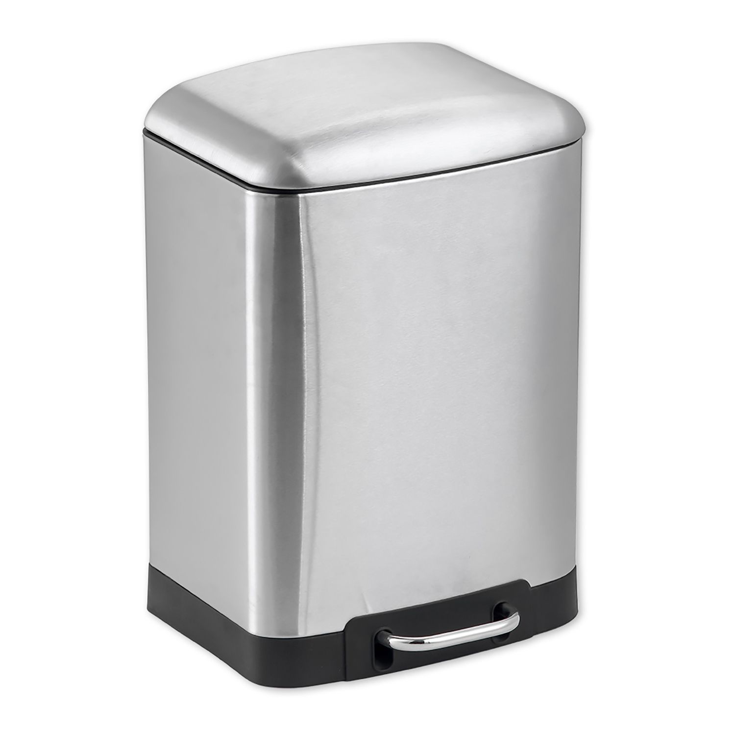 Simplify Slim Rectangular 5 Liter Pedal Trash Bin with Soft Close Lid in Stainless Steel