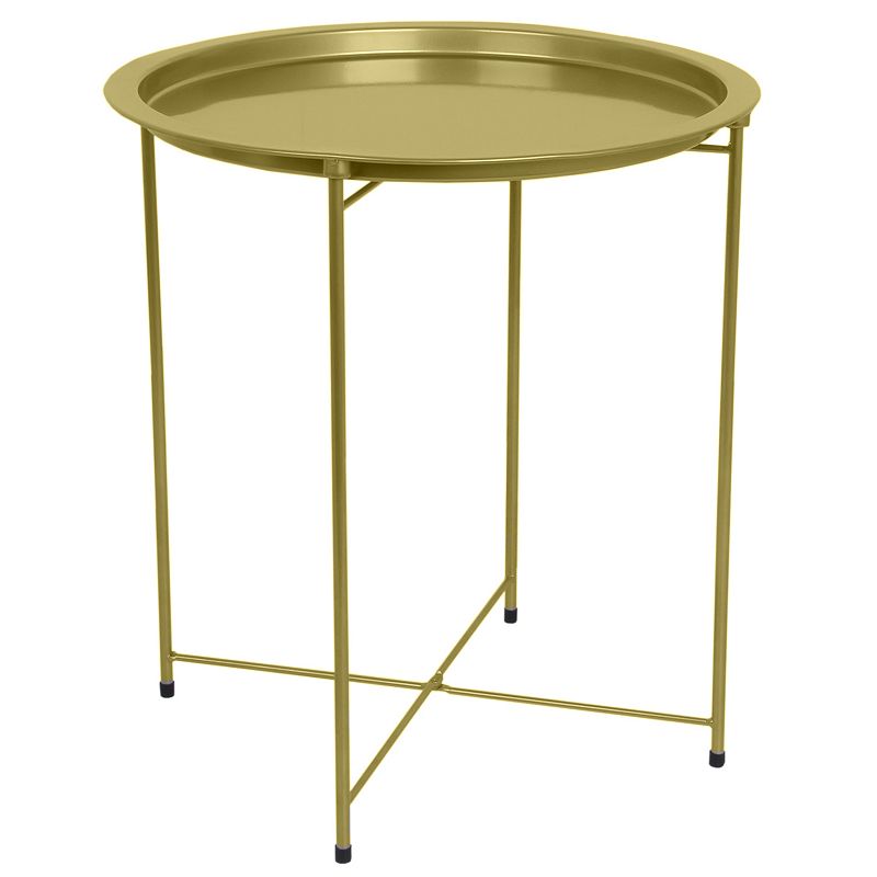 64079631 Home Basics Foldable Round Accent Table, Gold sku 64079631