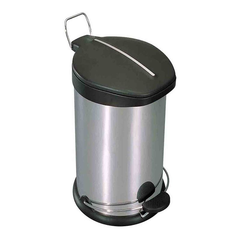 Home Basics 30 Liter Brushed Stainless Steel with Plastic Top Waste Bin, Wh
