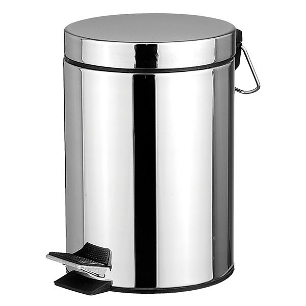 Home Basics 5 Liter Polished Stainless Steel Round Waste Bin