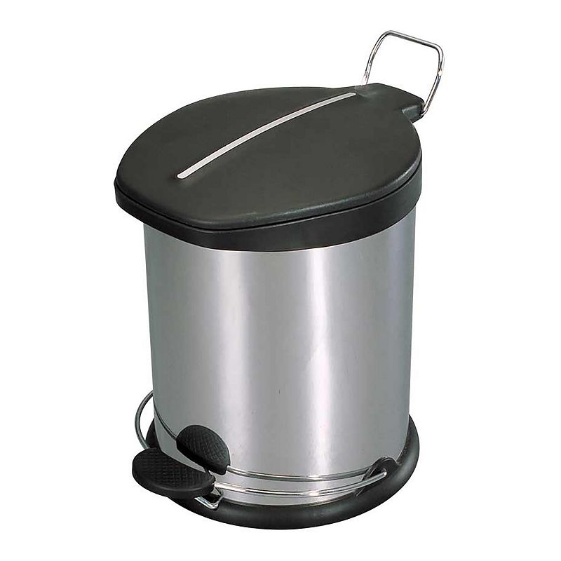 Home Basics 20 Liter Brushed Stainless Steel with Plastic Top Waste Bin, Si