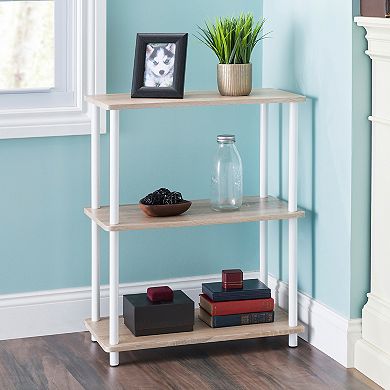 Home Basics Pine Wood 3 Tier Rectangular Corner Shelf