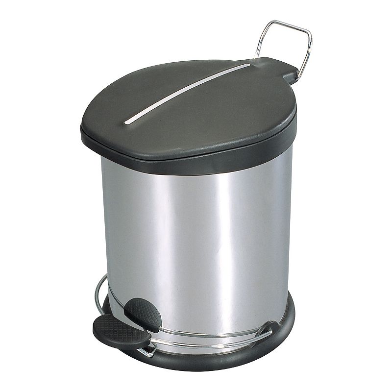 Home Basics 5 Liter Brushed Stainless Steel with Plastic Top Waste Bin, Sil