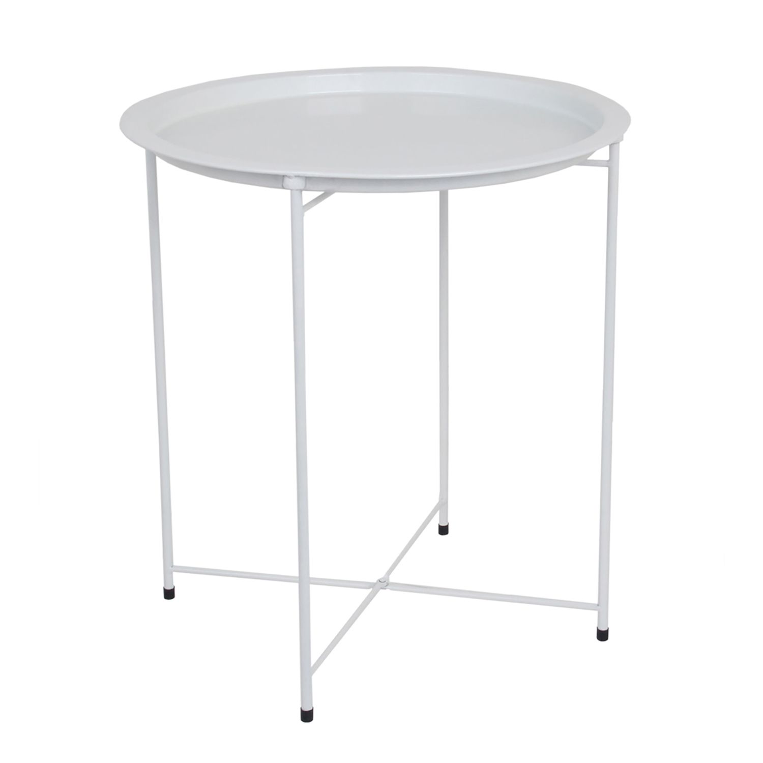 Home Basics Foldable Round Multi-Purpose Side Accent Metal Table