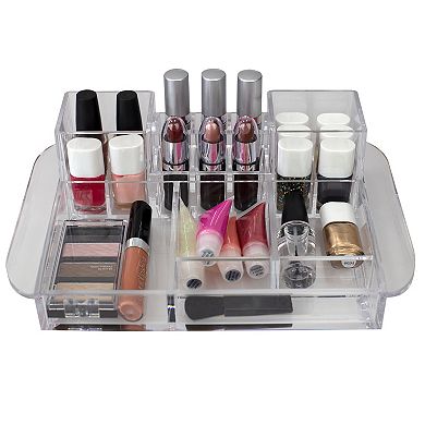Home Basics Deluxe Large Capacity Transparent Cosmetic Makeup and Jewelry Organizer