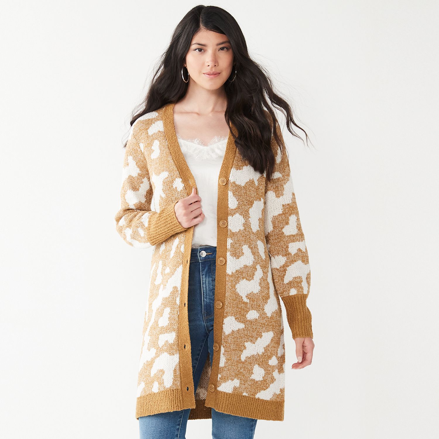 women's nine west plaid sweater coatigan