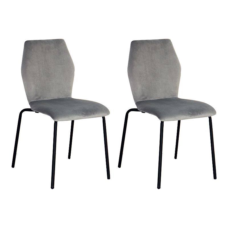 Acessentials Waverly Velvet 2-Piece Dining Chair Set, Grey