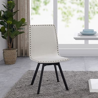 Acessentials Studded Linen 2-Piece Swivel Chair Set