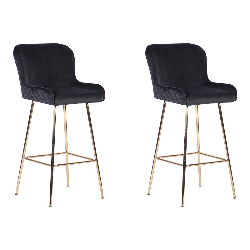 Acessentials Pagel Quilted Counter Stools 2-Piece Set, Black