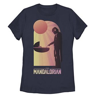 Juniors' Star Wars: The Mandalorian The Child Sunset Meeting Graphic Tee