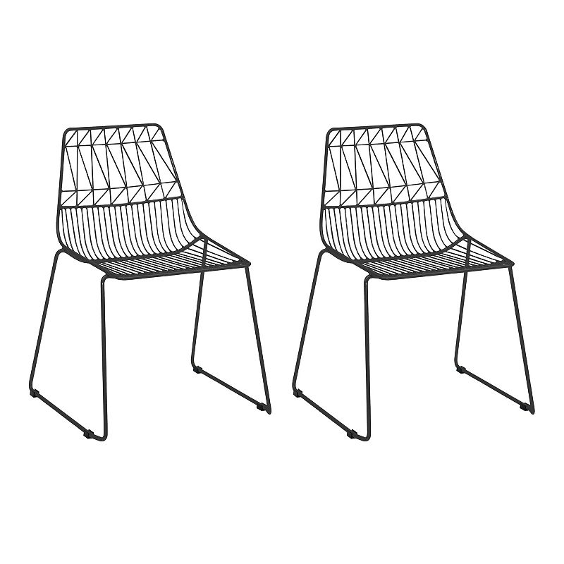 Acessentials Kids Geometric Wire Chairs 2-Piece Set, Black