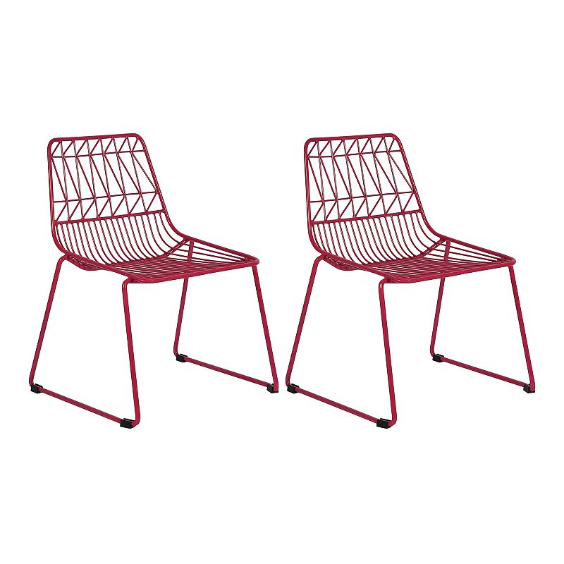 Acessentials Kids Geometric Wire Chairs 2-Piece Set, Pink