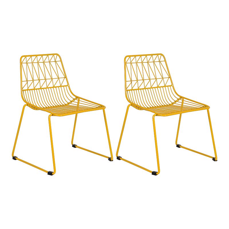 Acessentials Kids Geometric Wire Chairs 2-Piece Set, Orange