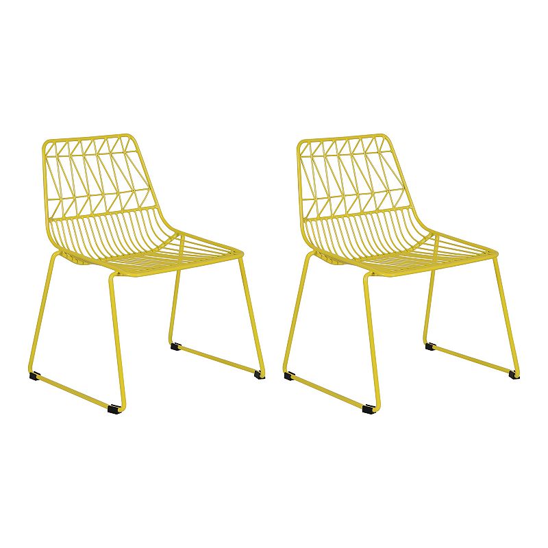 Acessentials Kids Geometric Wire Chairs 2-Piece Set, Yellow