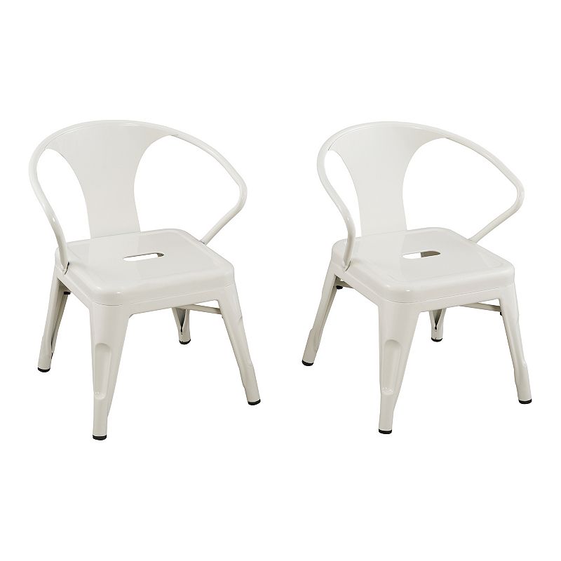 Acessentials Kids Metal Activity Chairs 2-Piece Set, White