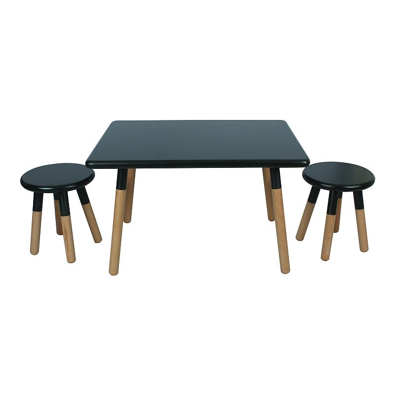 Acessentials Kids Dipped 3-Piece Table Stool Set, Black