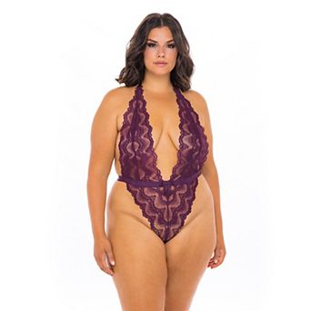 Plus Size Oh La La Cheri Scalloped Lace Bodysuit 52-11153X