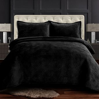 Tribeca Living Capri Medallion Velvet Oversized Quilt Set
