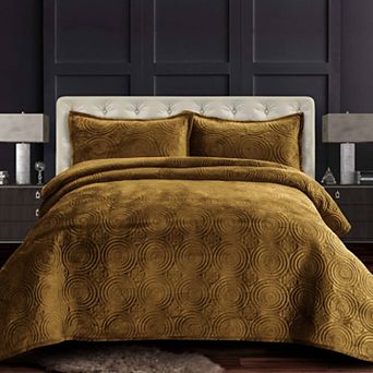Tribeca Living Capri Medallion Velvet Oversized Quilt Set