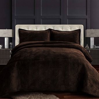 Tribeca Living Capri Medallion Velvet Oversized Quilt Set
