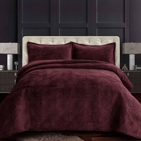 Tribeca Living Capri Medallion Velvet Oversized Quilt Set