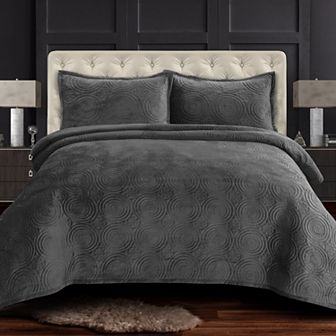 Tribeca Living Capri Medallion Velvet Oversized Quilt Set