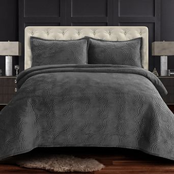 Tribeca Living Capri Medallion Velvet Oversized Quilt Set