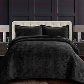 Tribeca Living Capri Medallion Velvet Oversized Quilt Set