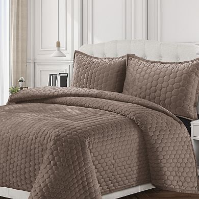 Tribeca Living Lugano Honeycomb Velvet Oversized Quilt Set