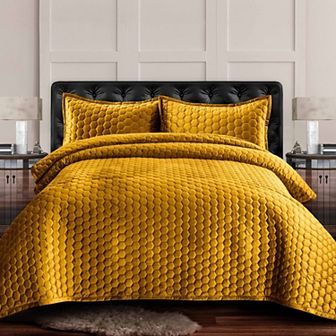 Tribeca Living Lugano Honeycomb Velvet Oversized Quilt Set